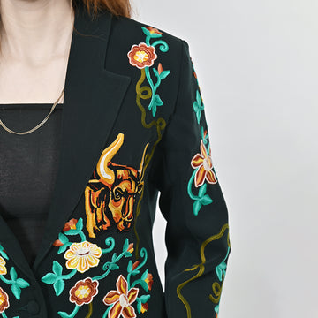 American Darling Genuine Suede Embroidered leather Jacket ladies Girl Black